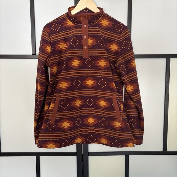 Duluth Trading Sweater Medium Multicolor Aztec Navajo Snap Fleece Sweatshirt - Picture 8 of 13